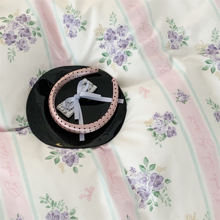 91家纺网 家纺一手货源 找家纺 昔可家纺 2023新款全棉四件套-甜美春日ok 落樱紫花