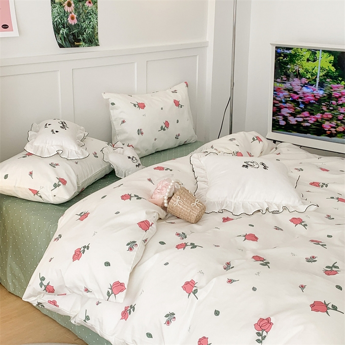 91家纺网 家纺一手货源 找家纺 昔可家纺 2023新款全棉四件套-甜美春日ok 少女玫瑰