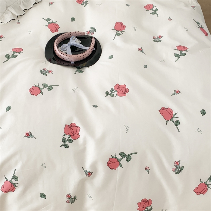 91家纺网 家纺一手货源 找家纺 昔可家纺 2023新款全棉四件套-甜美春日ok 少女玫瑰