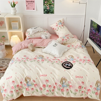 91家纺网 家纺一手货源 找家纺 （总）昔可家纺 2023新款全棉四件套-甜美春日ok