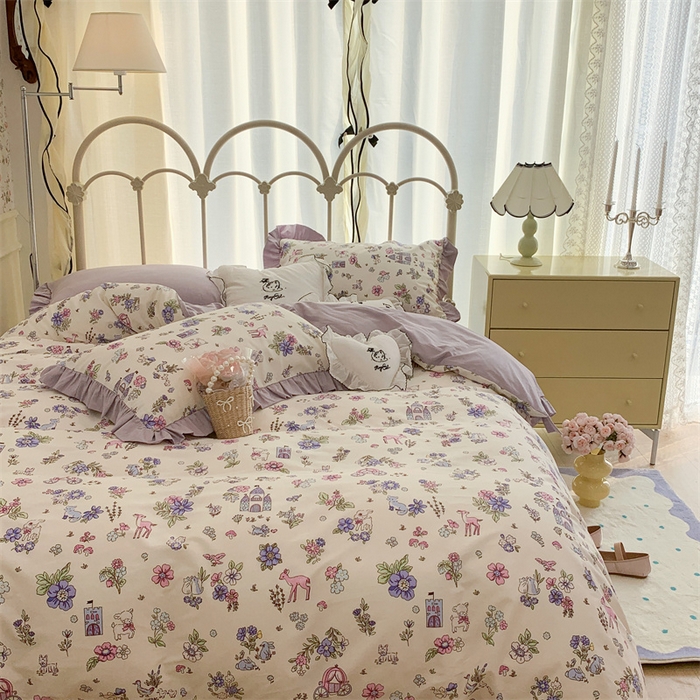 91家纺网 家纺一手货源 找家纺 （总）昔可家纺 韩版对折褶皱花边全棉四件套ok