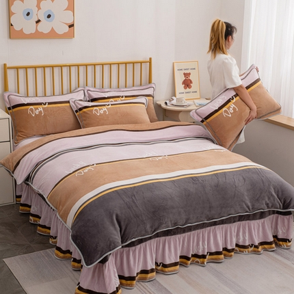 登登家纺 加厚印花牛奶金貂法莱宝宝绒四件套 幸运时空