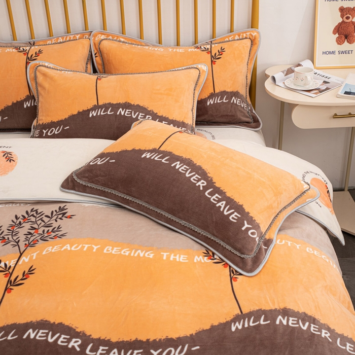 91家纺网 家纺一手货源 找家纺 登登家纺 加厚印花牛奶金貂法莱宝宝绒四件套  挪威之森