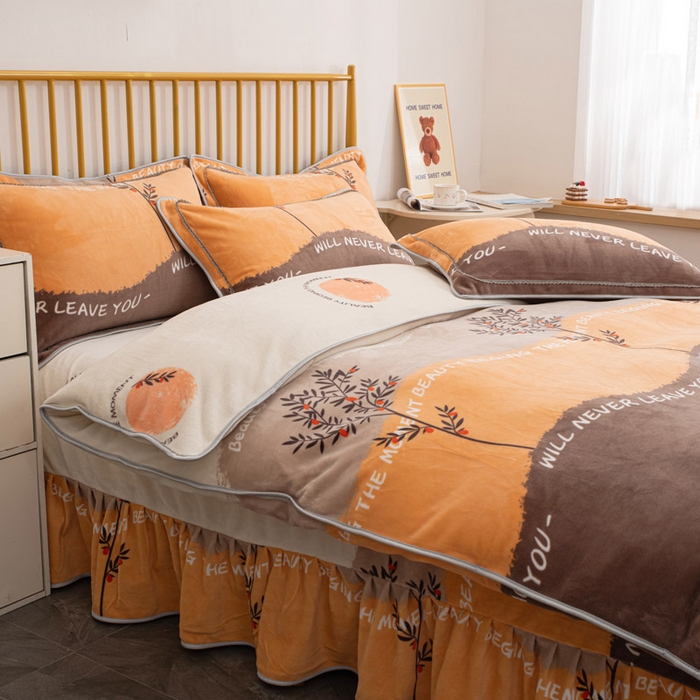 91家纺网 家纺一手货源 找家纺 登登家纺 加厚印花牛奶金貂法莱宝宝绒四件套  挪威之森