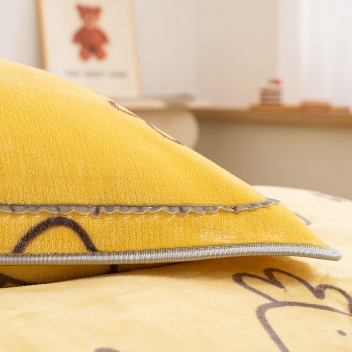 91家纺网 家纺一手货源 找家纺 登登家纺 加厚印花牛奶金貂法莱宝宝绒四件套  保卫萝卜