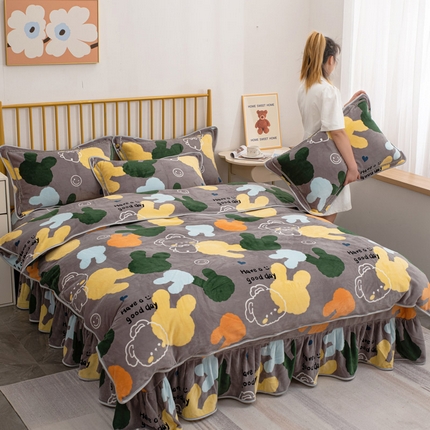 91家纺网 家纺一手货源 找家纺 （总）登登家纺 加厚印花牛奶金貂法莱宝宝绒四件套 