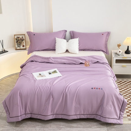 CINNY馨宜2023新款A类抗菌60S长绒棉绣花大豆全棉夏凉被空调被丁香紫