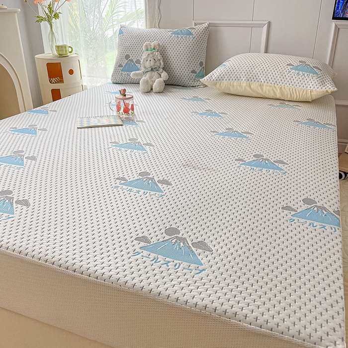 91家纺网 家纺一手货源 找家纺 雅居纺 2023新款A类高端提花凉感凉席 冰岛-蓝