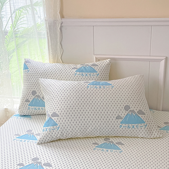 91家纺网 家纺一手货源 找家纺 雅居纺 2023新款A类高端提花凉感凉席 冰岛-蓝