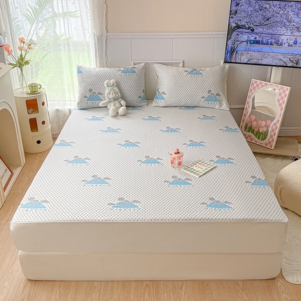 雅居纺 2023新款A类高端提花凉感凉席 冰岛-蓝