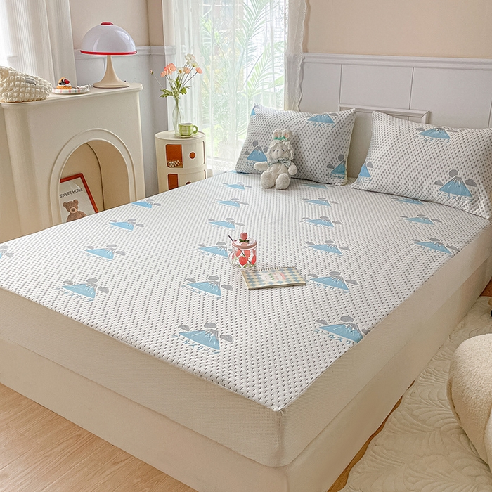 91家纺网 家纺一手货源 找家纺 雅居纺 2023新款A类高端提花凉感凉席 冰岛-蓝