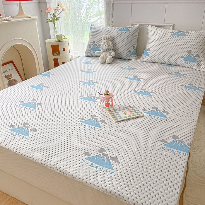 91家纺网 家纺一手货源 找家纺 雅居纺 2023新款A类高端提花凉感凉席 冰岛-蓝