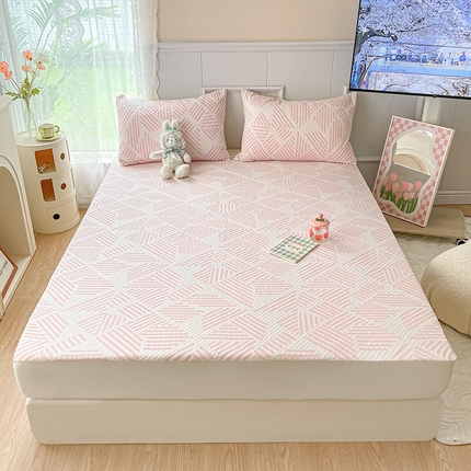 91家纺网 家纺一手货源 找家纺 雅居纺 2023新款A类高端提花凉感凉席 格调-粉