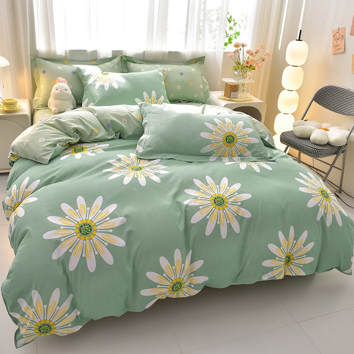 91家纺网 家纺一手货源 找家纺 圣楚 2024新款植物羊绒四件套 夏日如花