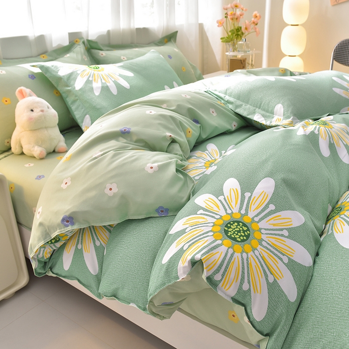 91家纺网 家纺一手货源 找家纺 圣楚 2024新款植物羊绒四件套 夏日如花