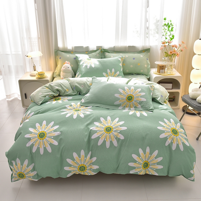 91家纺网 家纺一手货源 找家纺 圣楚 2024新款植物羊绒四件套 夏日如花