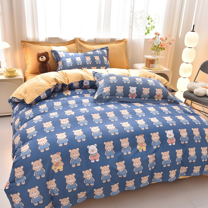 91家纺网 家纺一手货源 找家纺 圣楚 2024新款植物羊绒四件套 熊宝贝