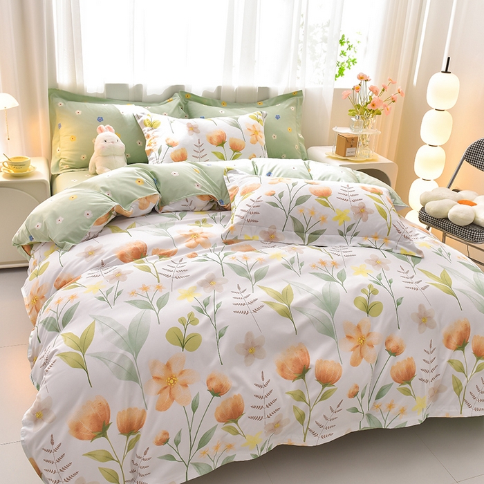 91家纺网 家纺一手货源 找家纺 圣楚 2024新款植物羊绒四件套 夏意绵绵