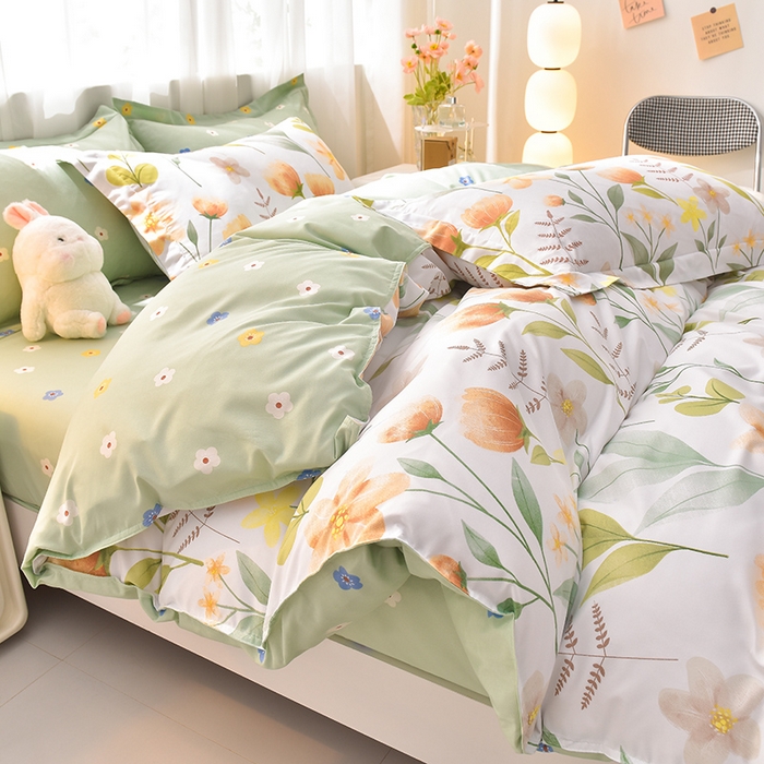 91家纺网 家纺一手货源 找家纺 圣楚 2024新款植物羊绒四件套 夏意绵绵