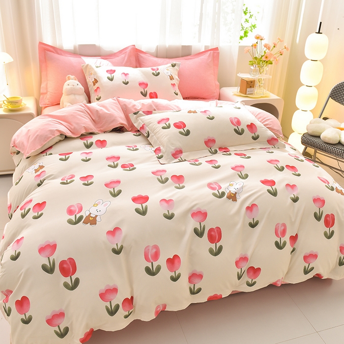 91家纺网 家纺一手货源 找家纺 圣楚 2024新款植物羊绒四件套 郁金花香