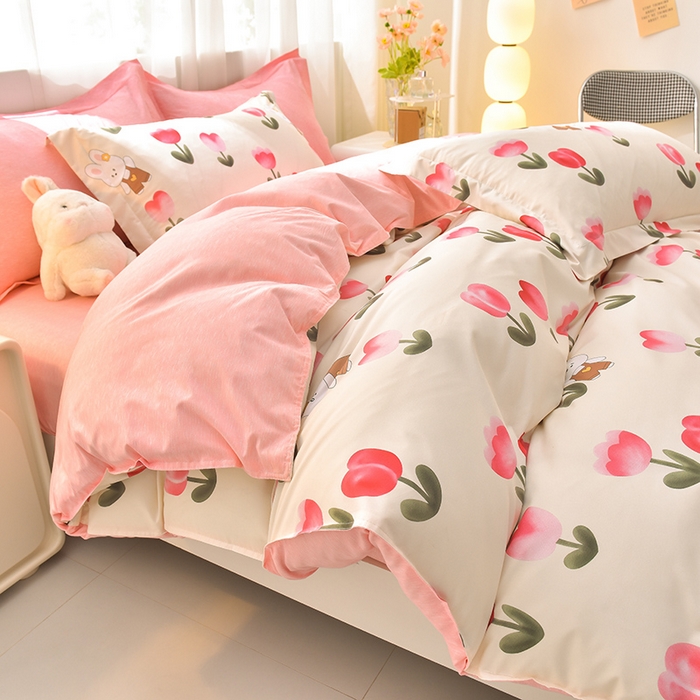 91家纺网 家纺一手货源 找家纺 圣楚 2024新款植物羊绒四件套 郁金花香