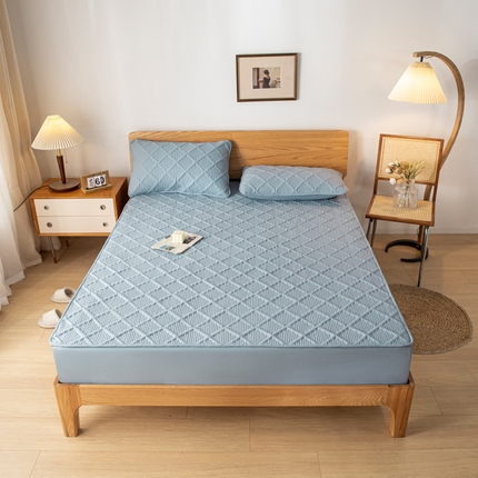 东宇 2023新款A类原棉防水床笠 无印灰兰