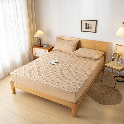 91家纺网 家纺一手货源 找家纺 东宇 2023新款A类原棉防水床笠 无印卡其色