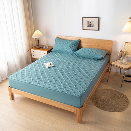 91家纺网 家纺一手货源 找家纺 东宇 2023新款A类原棉防水床笠 无印青兰