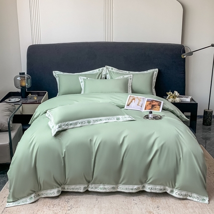 梧桐家居 2023新款13372全棉刺绣宽边四件套-秀色系列 薄荷绿