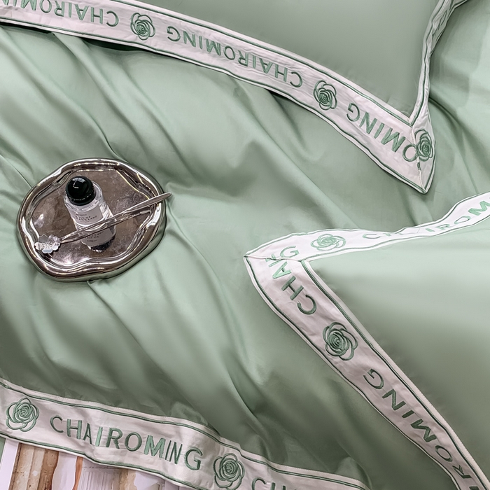 91家纺网 家纺一手货源 找家纺 （总）梧桐家居 2023新款13372全棉刺绣宽边四件套-秀色系列