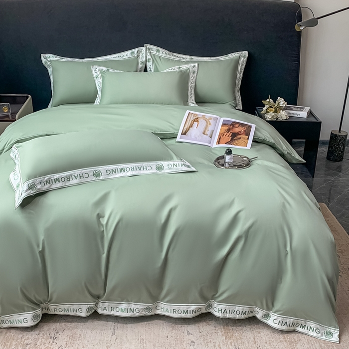 91家纺网 家纺一手货源 找家纺 （总）梧桐家居 2023新款13372全棉刺绣宽边四件套-秀色系列