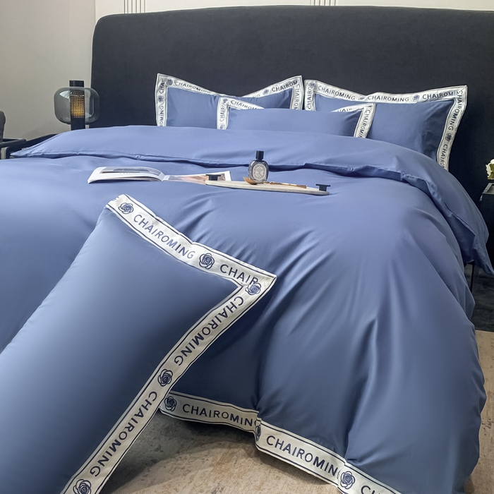 91家纺网 家纺一手货源 找家纺 梧桐家居 2023新款13372全棉刺绣宽边四件套-秀色系列 皇家蓝