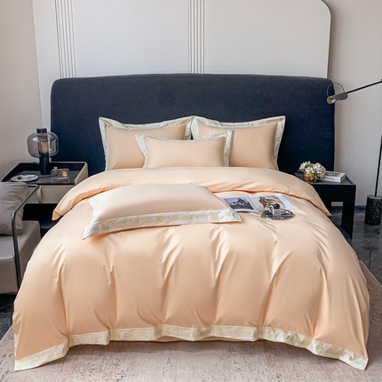 梧桐家居 2023新款13372全棉刺绣宽边四件套-秀色系列 香槟金