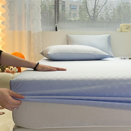 91家纺网 家纺一手货源 找家纺 （总）兰紫橙 2025新款华夫格单品床笠/床笠三件套