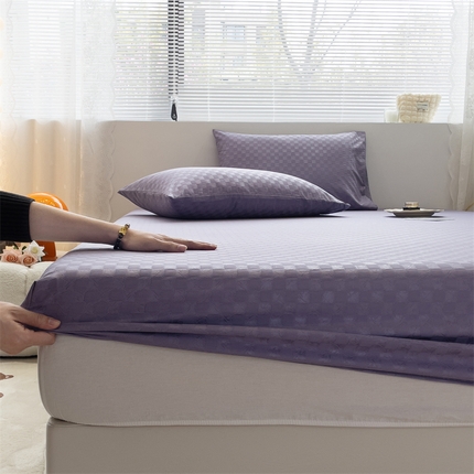 91家纺网 家纺一手货源 找家纺 （总）兰紫橙 2025新款华夫格单品床笠/床笠三件套