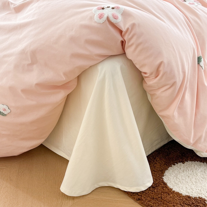 91家纺网 家纺一手货源 找家纺 慕尚家纺 2025新款全棉水洗棉毛巾绣四件套 米兔兔-玉白