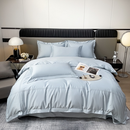 梧桐家居 2023新款50双股全棉埋绳款四件套-奢系列 湖水蓝