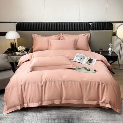 91家纺网 家纺一手货源 找家纺 梧桐家居 2023新款50双股全棉埋绳款四件套-奢系列 新甜粉