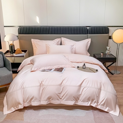 91家纺网 家纺一手货源 找家纺 梧桐家居 2023新款50双股全棉埋绳款四件套-奢系列 裸粉