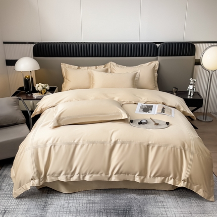 91家纺网 家纺一手货源 找家纺 梧桐家居 2023新款50双股全棉埋绳款四件套-奢系列 香槟金