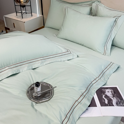 梧桐家居 2023新款13372全棉刺绣宽边四件套-初见系列 初见-繁星蓝