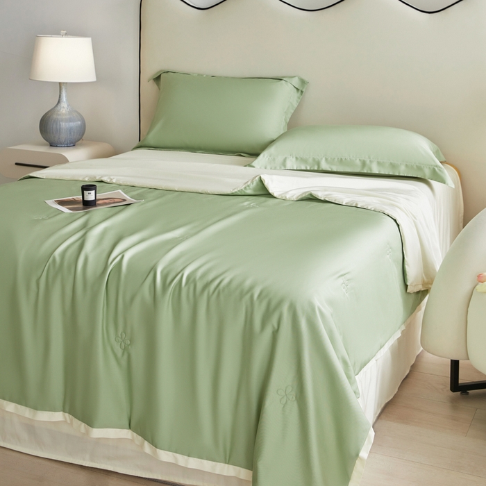 91家纺网 家纺一手货源 找家纺 （总）天瑜家纺 2024新款纯色天丝夏被