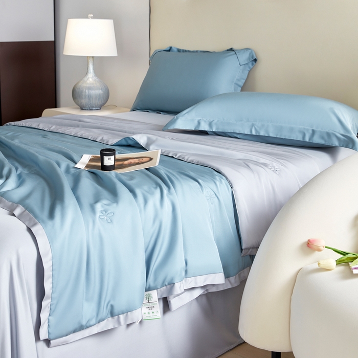 91家纺网 家纺一手货源 找家纺 天瑜家纺 2024新款纯色天丝夏被 星兰