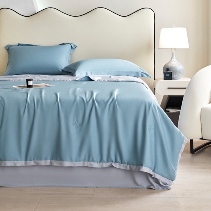 91家纺网 家纺一手货源 找家纺 天瑜家纺 2024新款纯色天丝夏被 星兰