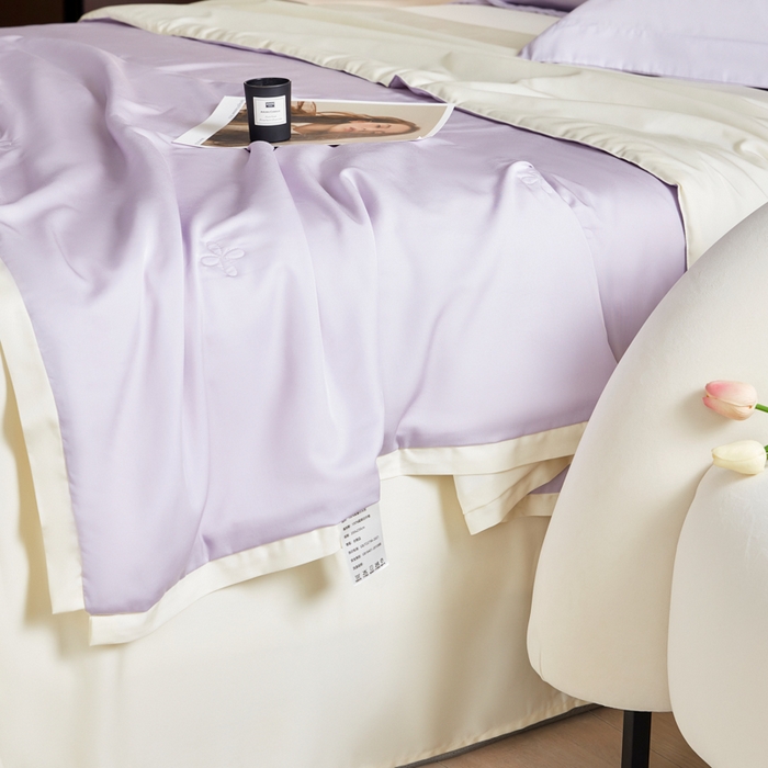 91家纺网 家纺一手货源 找家纺 天瑜家纺 2024新款纯色天丝夏被 烟灰紫