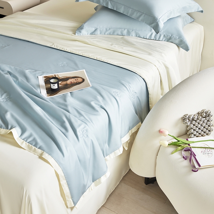 91家纺网 家纺一手货源 找家纺 天瑜家纺 2024新款纯色天丝夏被 伊兰