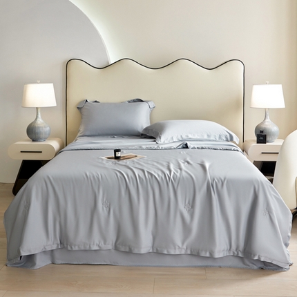 91家纺网 家纺一手货源 找家纺 天瑜家纺 2024新款纯色天丝夏被 牛仔灰