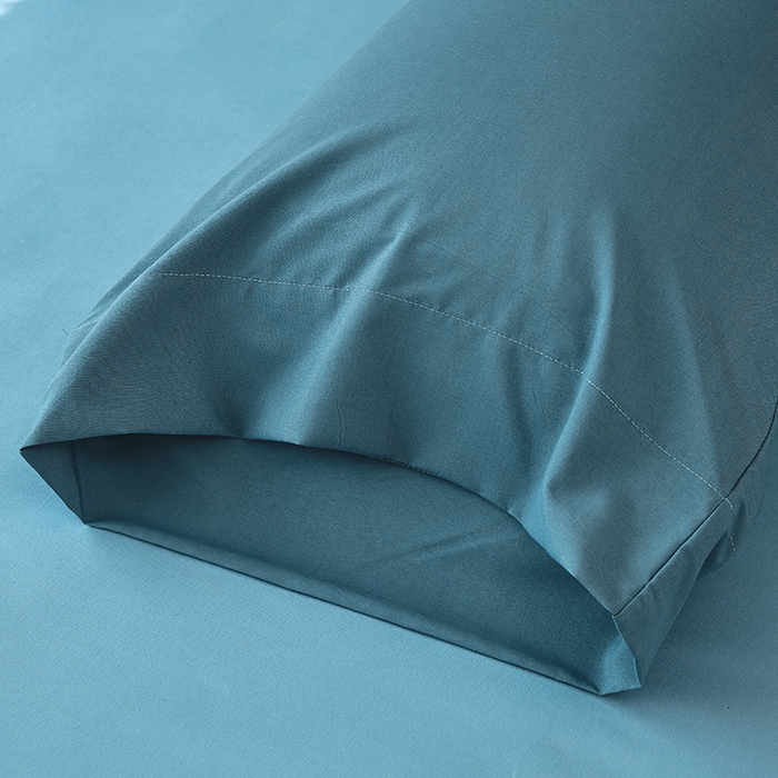 91家纺网 家纺一手货源 找家纺 丰淘2023新款宽边水洗棉枕套 宽边雾霾蓝