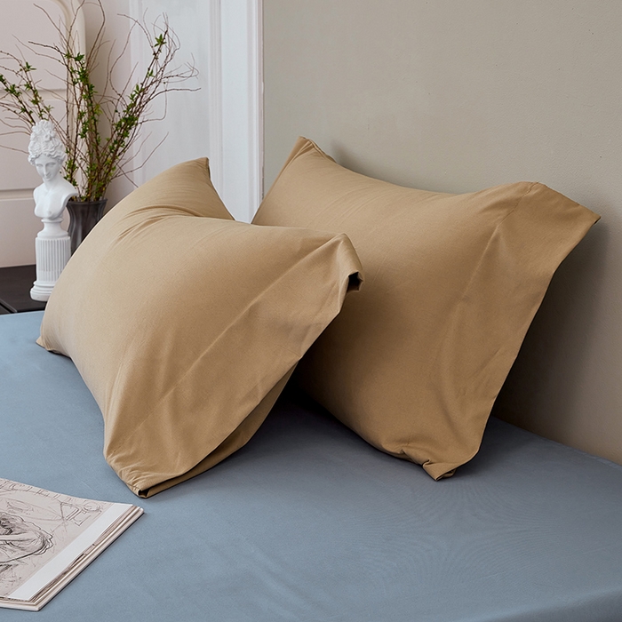 91家纺网 家纺一手货源 找家纺 丰淘2023新款宽边水洗棉枕套 宽边卡其