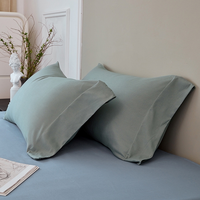 91家纺网 家纺一手货源 找家纺 丰淘2023新款宽边水洗棉枕套 宽边青石灰